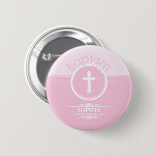 Anpassbar, Rosa Mädchen Kind Gottes Taufe Button