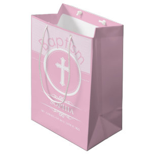 Anpassbar, Rosa Mädchen Kind Gottes Taufe Mittlere Geschenktüte