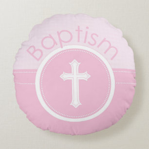 Anpassbar, Rosa Mädchen Kind Gottes Taufe Rundes Kissen