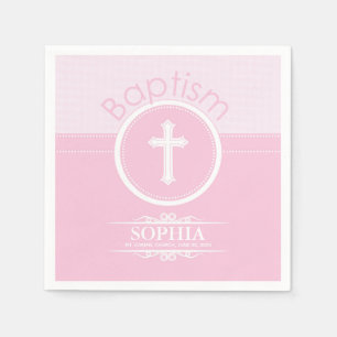 Anpassbar, Rosa Mädchen Kind Gottes Taufe Serviette