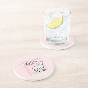 Anpassbar, Taufe, Rosa, Mädchen, Lamm Getränkeuntersetzer