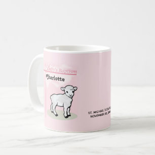 Anpassbar, Taufe, Rosa, Mädchen, Lamm Kaffeetasse