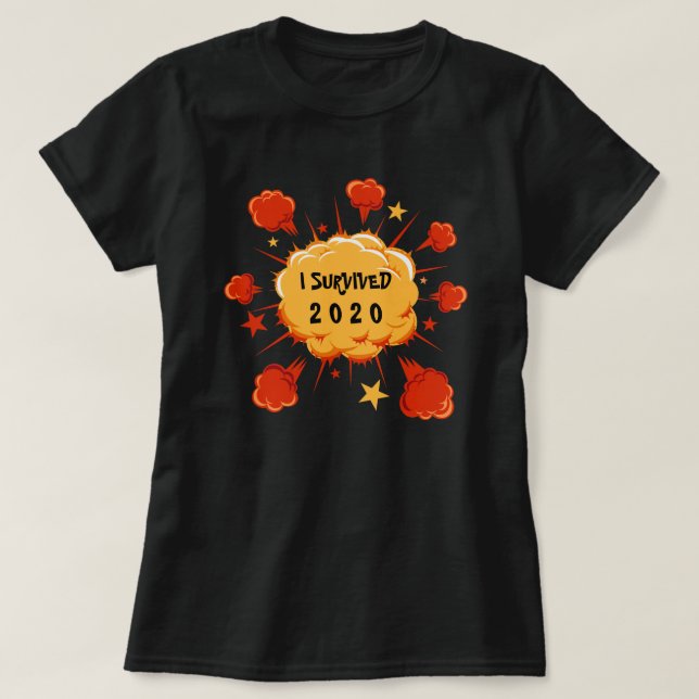 Anpassbar überlebte ich 20xx Explosion orange rot T-Shirt (Design vorne)