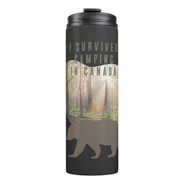 Anpassbar überlebte ich Camping in Kanada Thermosbecher (Vorderseite)