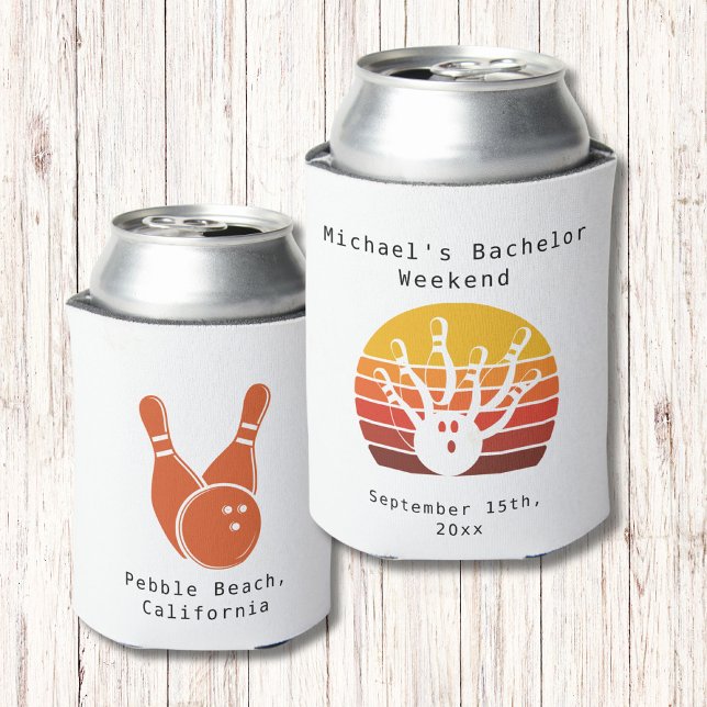 Anpassbare Abdeckung | Retro Bowling Bachelor Part Dosenkühler (Von Creator hochgeladen)