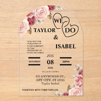Anpassbare Acryl-Hochzeitseinladung Acryleinladungen