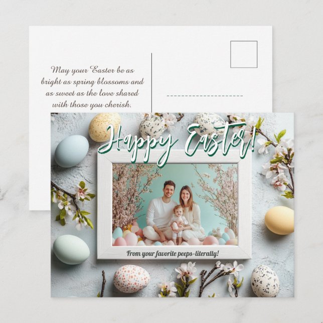 🐰 🥚 🌸 Anpassbare 🐇 ägssquisite OsterErinnerung Feiertagspostkarte (Vorne/Hinten)