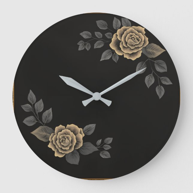 Anpassbare Anordnung der Blumen - Elegantes Design Große Wanduhr (Vorderseite)