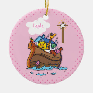 Anpassbare Arche-Noah-Taufe für Babys, Mädchen Ros Keramikornament