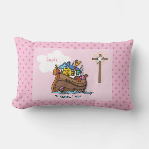 Anpassbare Arche-Noah-Taufe für Babys, Mädchen Ros Lendenkissen