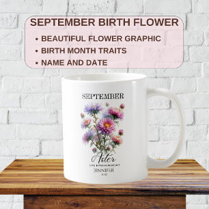 Anpassbare Astern-Geburtsblume September Kaffeetasse