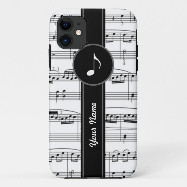 anpassbare b&w-Musiknoten Case-Mate iPhone Hülle (Rückseite)