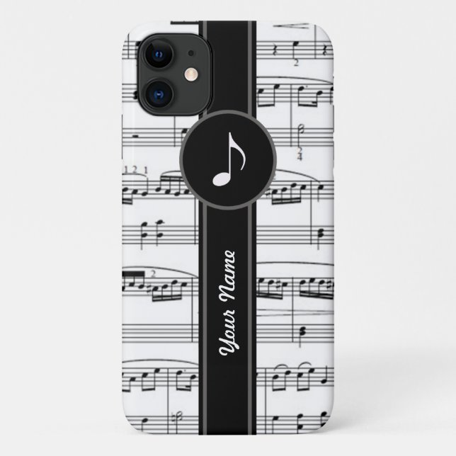anpassbare b&w-Musiknoten Case-Mate iPhone Hülle (Rückseite)