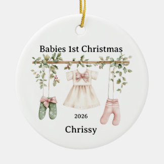 Anpassbare Babys 1. Weihnachten für Mädchen Keramik Ornament