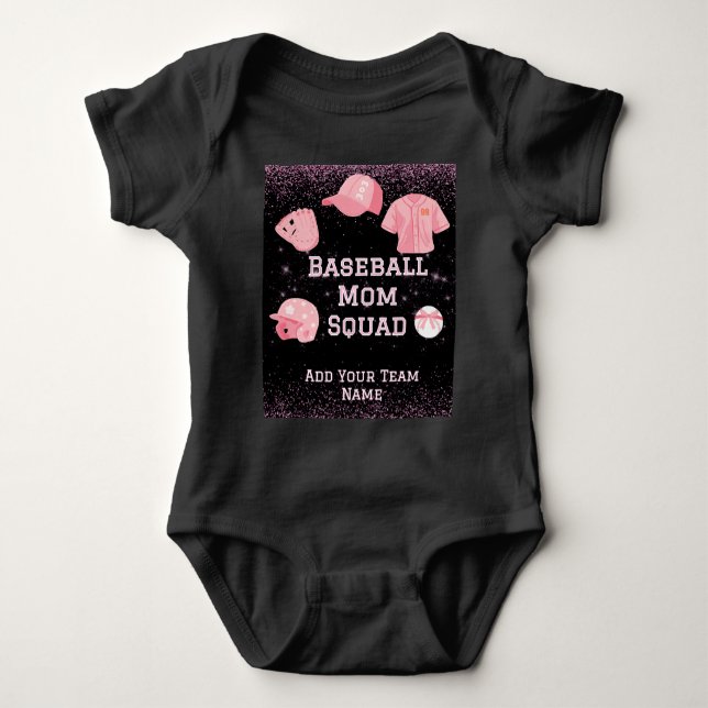 Anpassbare Baseball Mama Squad Bib Baby Strampler (Vorderseite)