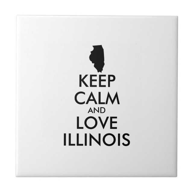 Anpassbare BEHALTEN CALM und LIEBE ILLINOIS Fliese (Vorderseite)