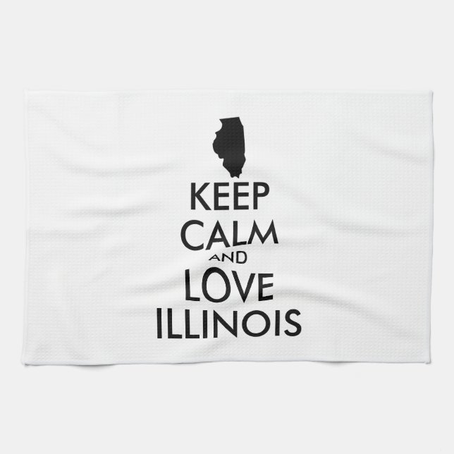 Anpassbare BEHALTEN CALM und LIEBE ILLINOIS Handtuch (Horizontal)