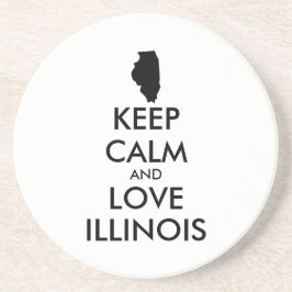 Anpassbare BEHALTEN CALM und LIEBE ILLINOIS Sandstein Untersetzer