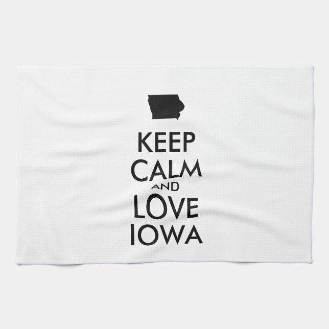 Anpassbare BEHALTEN CALM und LIEBE IOWA Handtuch (Horizontal)