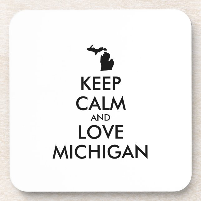 Anpassbare BEHALTEN CALM und LIEBE MICHIGAN Untersetzer (Vorderseite)