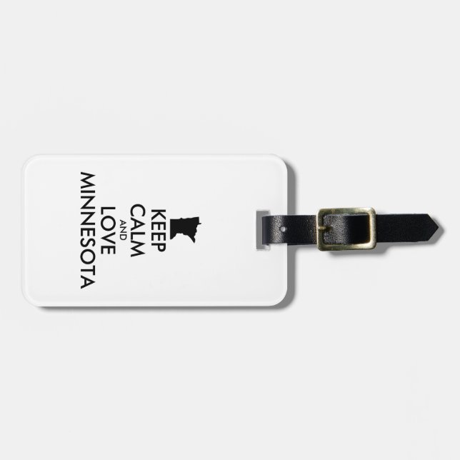 Anpassbare BEHALTEN CALM und LIEBE MINNESOTA Gepäckanhänger (Vorderseite horizontal)