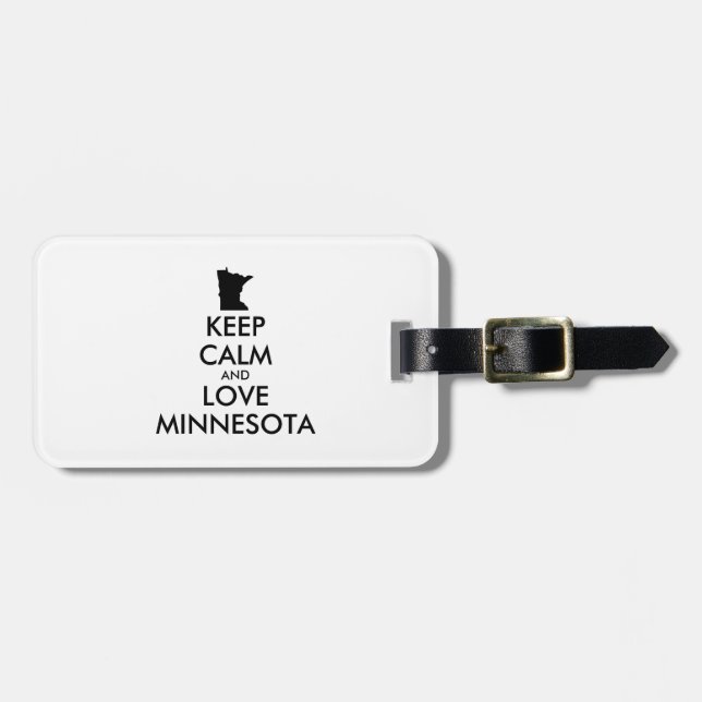 Anpassbare BEHALTEN CALM und LIEBE MINNESOTA Gepäckanhänger (Vorderseite horizontal)