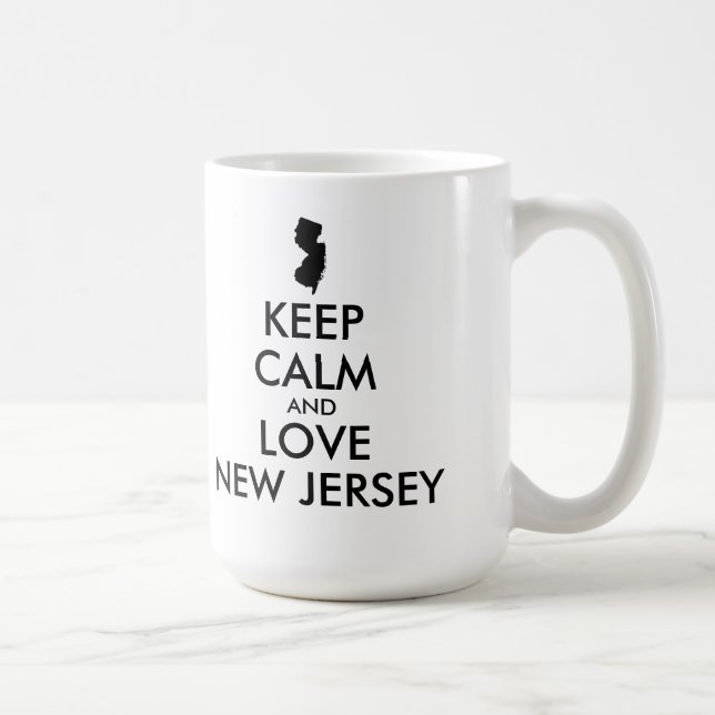 Anpassbare BEHALTEN CALM und LIEBE NEUES JERSEY Kaffeetasse (Rechts)