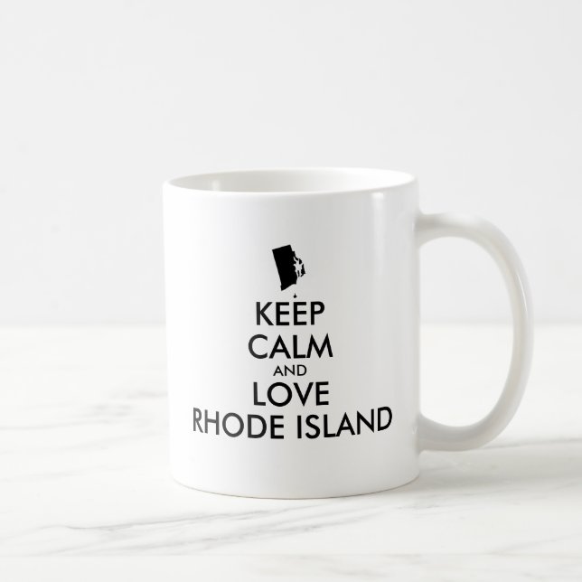 Anpassbare BEHALTEN CALM und LIEBE RHODE ISLAND Kaffeetasse (Rechts)