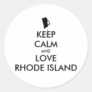 Anpassbare BEHALTEN CALM und LIEBE RHODE ISLAND Runder Aufkleber