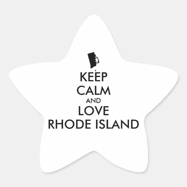 Anpassbare BEHALTEN CALM und LIEBE RHODE ISLAND Stern-Aufkleber (Vorderseite)