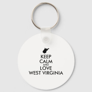 Anpassbare BEHALTEN CALM und LIEBE WESTVIRGINIEN Schlüsselanhänger