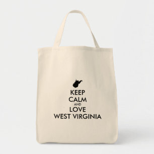 Anpassbare BEHALTEN CALM und LIEBE WESTVIRGINIEN Tragetasche