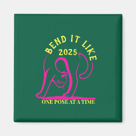 Anpassbare "Bend It Like 2025" Yoga Katze Magnet