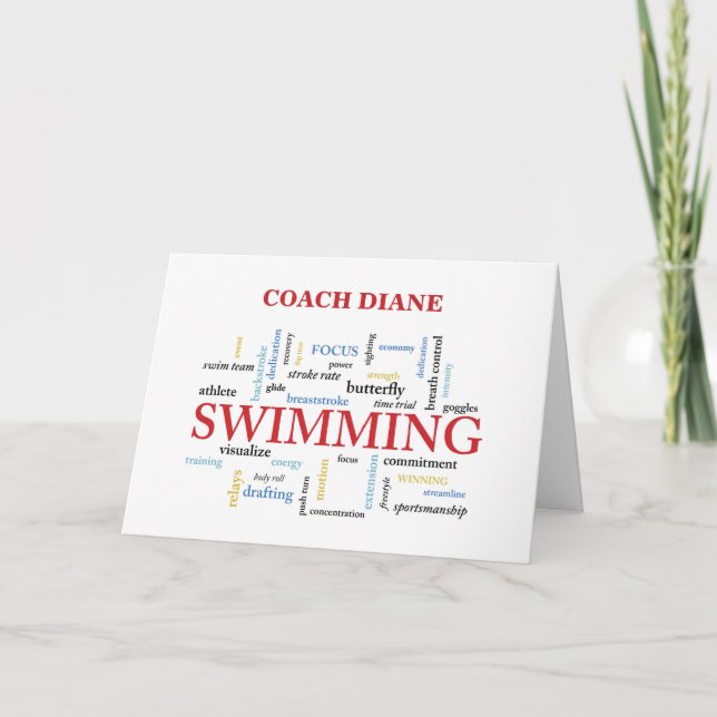 Anpassbare Bezeichnung Schwimmtrainer Vielen Dank  Dankeskarte (Vorderseite)