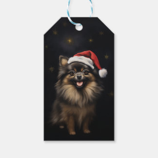 Anpassbare Black and Tan Spitz Weihnachten Geschenkanhänger