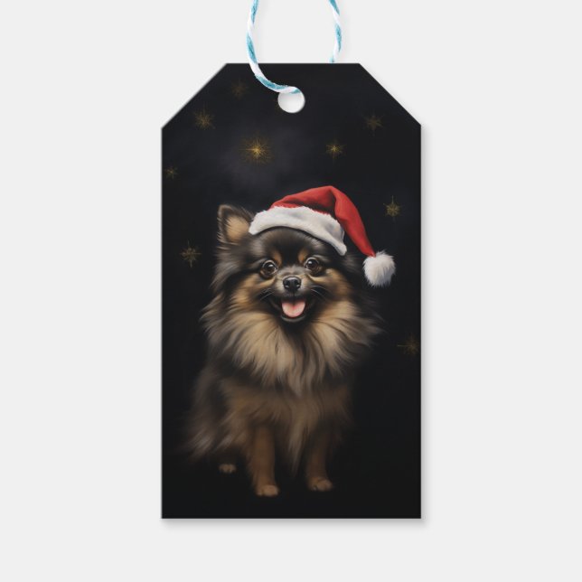 Anpassbare Black and Tan Spitz Weihnachten Geschenkanhänger (Vorderseite)