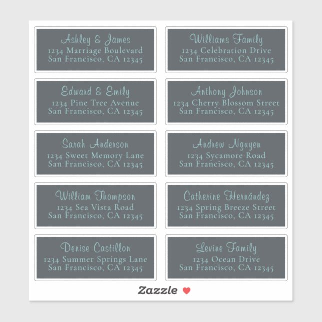 Anpassbare Black Wedding Guest Address Labels (Blatt)