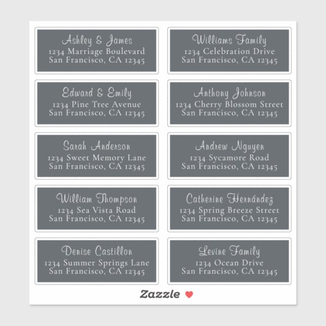 Anpassbare Black Wedding Guest Address Labels (Blatt)