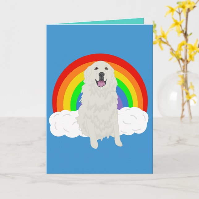 Anpassbare Blank Great Pyrenäen Rainbow Card Karte (Gelbe Blume)