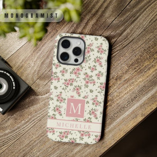 Anpassbare blassgelbe Blüten rosa Blumen iPhone 15 Pro Max Hülle