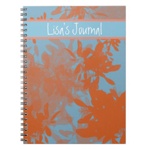 Anpassbare Blue & Orange Leaf Notebook Notizblock
