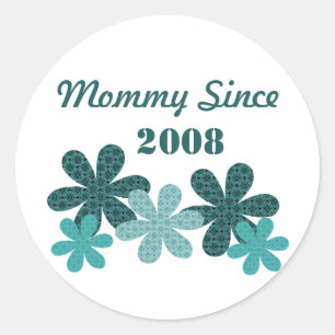 Anpassbare Blume Mommy Seit Stickern, Aquamarin Runder Aufkleber