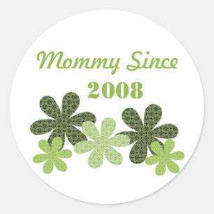 Anpassbare Blume Mommy seit Stickern, Grün Runder Aufkleber
