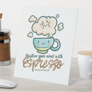 Anpassbare Brillante mit Espresso Sockelschild