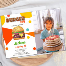 Anpassbare Burger-Party Einladungen für Kinder