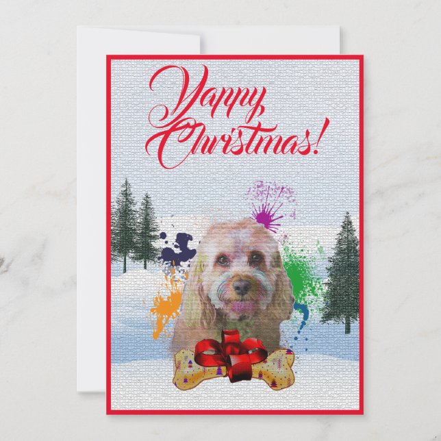Anpassbare Cavapoo Dog Yappy Xmas Card Ankündigung (Vorderseite)