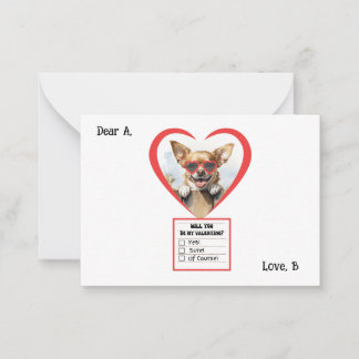 Anpassbare Chihuahua-Valentine-Note-Karte Mitteilungskarte