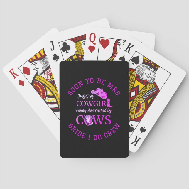 Anpassbare Cowgirl Bachelorette BRIDE I DO CREW Spielkarten (Rückseite)