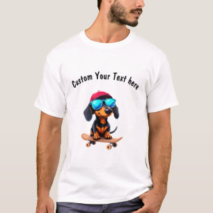 Anpassbare Dackel Hund fährt auf einem Skateboard T-Shirt