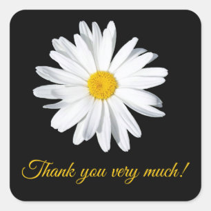 Anpassbare Daisy-Blume Vielen Dank Quadratischer Aufkleber